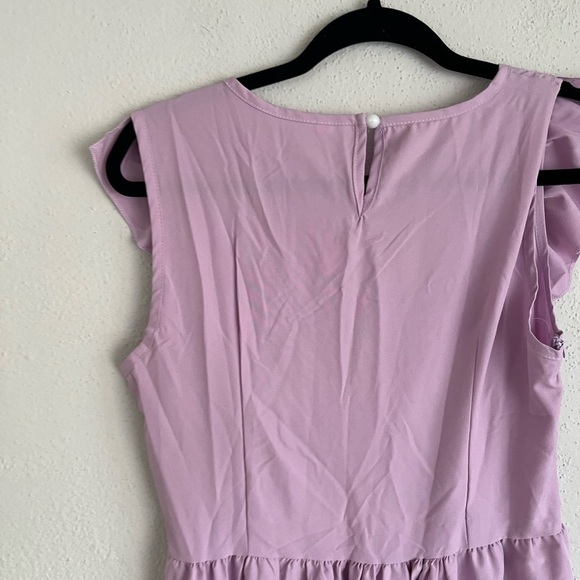 WOMAN Light Purple Ruffle- Accent Sleevless Midi Dress, Size M - Picture 6 of 6
